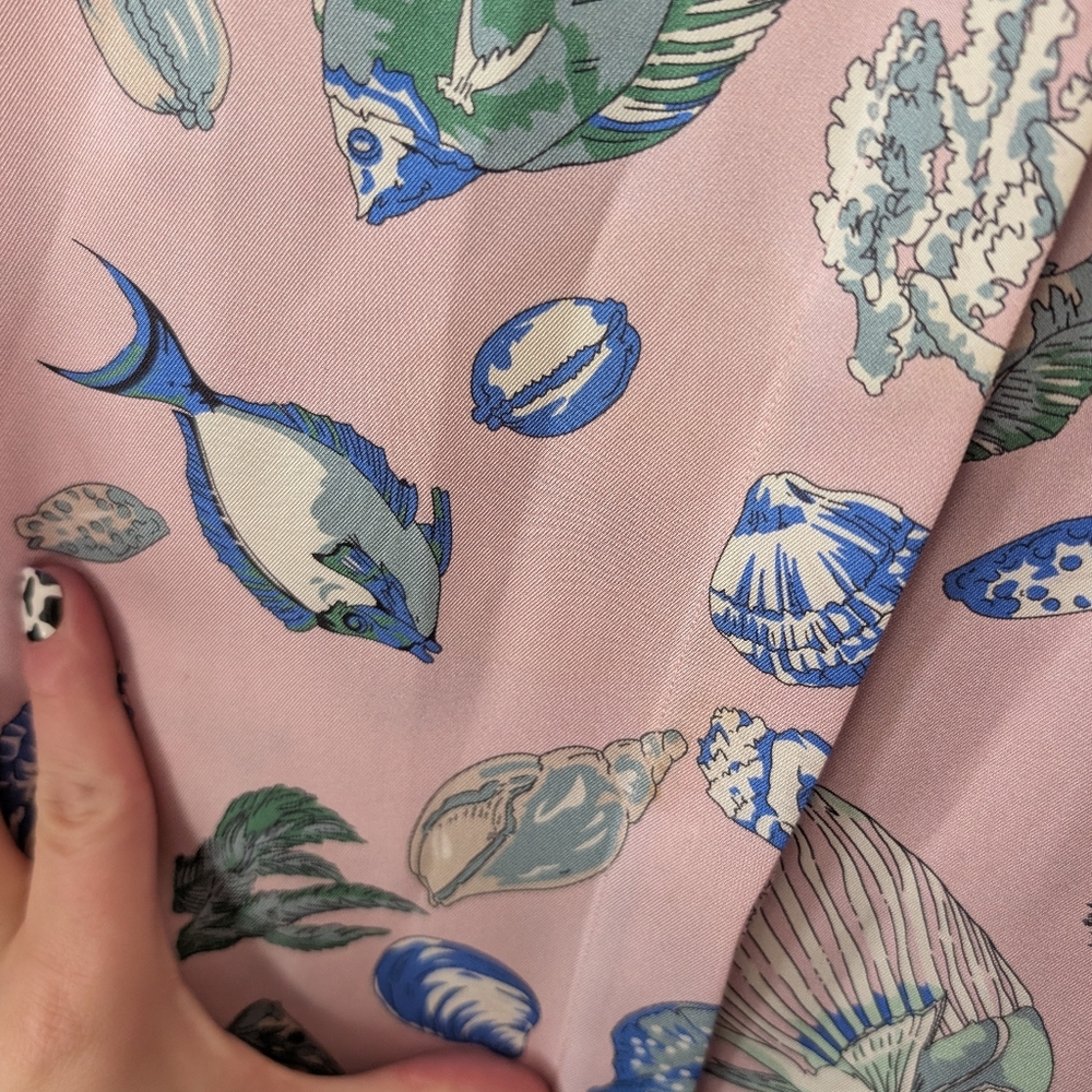 Nina Raynor Silk Fish Seahorse Shell Button Down Quirky Size 10‎ - Picture 5 of 8